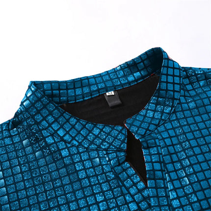 Summer New Men Stand Up Collar Polo Shirt Fashion Homme Daily Casual Lightweight Breathable Small Elastic Checkered Pullover