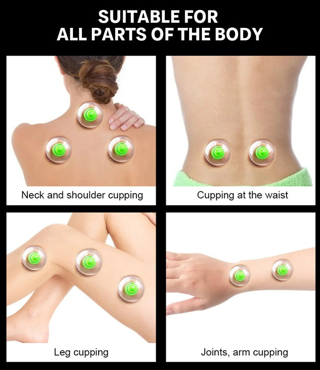12/6Pcs Vacuum Cupping Sets Suction Cups Back Massage Body Cup Detox Massage Body Cups Ventosas Vacuum Cupping Massage Jars