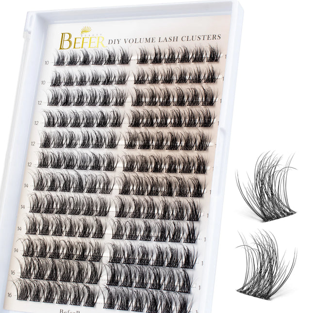 Befer 144pcs Lash Clusters 3D Natural Fluffy Cluster Lashes DIY Lash Extension 10-16mm Hight Quality Soft Super Thin Band Makeup