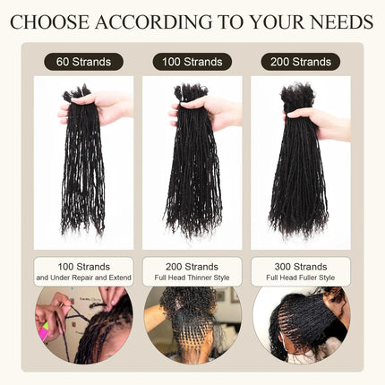 Handmade Interlocking Sisterlocks Curly Tips 100% Real Human Hair Permanent Micro Locs Extensions Natural Looking Soft Dreadlock