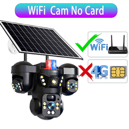 V380 Three Lens Three Screens 15MP 4G Solar Camera Outdoor WiFi 10X Digital Zoom Waterproof Auto Tracking Security CCTV Cameras