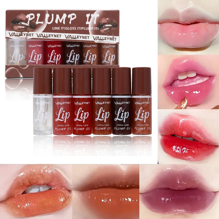 6 Pcs Moisturizing Lip Oil Set Lip Gloss, Soft Brush Tip, Long Lasting Lip Combo Set Hydrating Lip Care, Portable Travel Size.