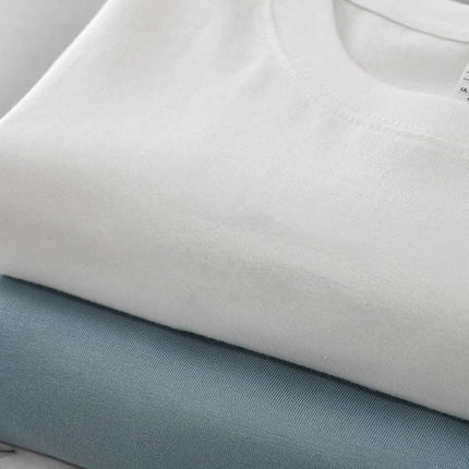 DUKEEN Men's 260G Long Sleeve T Shirts 2025 Spring Pure Cotton Solid Color Basic Crew-Neck Undershirt Men's Loose Tops 11 Color