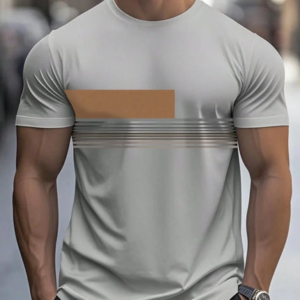 Summer men's casual sports loose oversized simple letter pattern printed round neck short sleeved T-shirt top