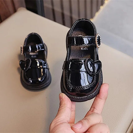 Crystal Girls Flats Shoes Kids Leather Shoes Baby Toddler Anti-Slippery Casual Footwear Child Single Shoes Infant First Walkers
