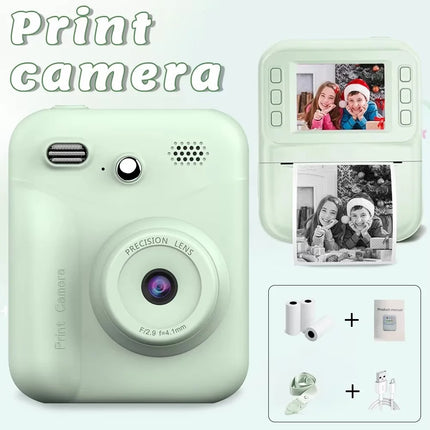 Print Camera Kids Instant Camera 1080P Thermal Print Digital Camera Supports SD Card Print Photo Video Games Music Children Gift