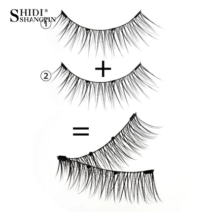 3D Fluffy Mink Magnetic Lashes Kit - 1 Pair Winged Anime Natural False Eyelash Extension No Glue Needed Magnet Band Makeup Tool
