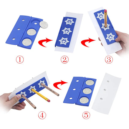 Passing Coins Pencil Pen through Three Holes with Pencil Magical Magical Magic Props magic tricks easy to do Partition board