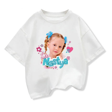 Summer Like Nastya Printed Clothes Tee Kids Cotton Cute Girl T-shirt Baby Girls Children's Tops For 3-10Y Baby