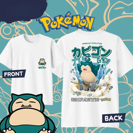 Anime Pokémon Snorlax Printed Cotton T-shirt Summer Men's and Women's Harajuku Clothing Fashion Casual Street T-shirt Fan Gifts
