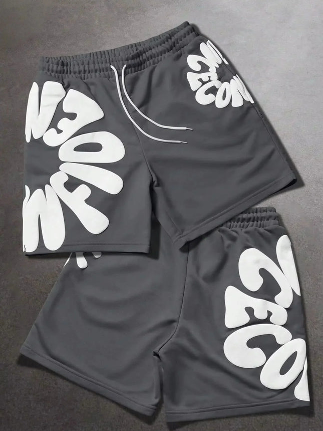 2026 Quick Drying American Street Style Letter Printed Casual Men's Sports Shorts