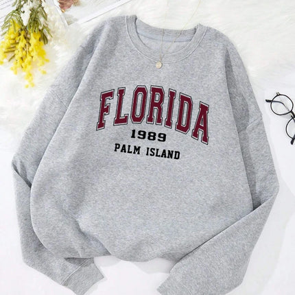 Casual Women Sweatshirts Chicago USA Letter Prints Pullover Fashion Crewneck Oversize Hoodie Fleece Warm Female Autumn Clothes