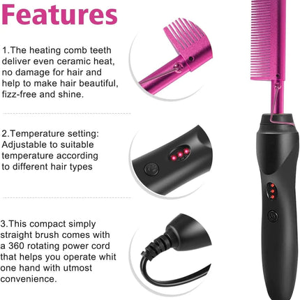 GOIPLE Electric Hot Comb Fast Heating Straightener Curling Iron Curler Brush Styling Tools for Hair Care Lace Wig Styling Set