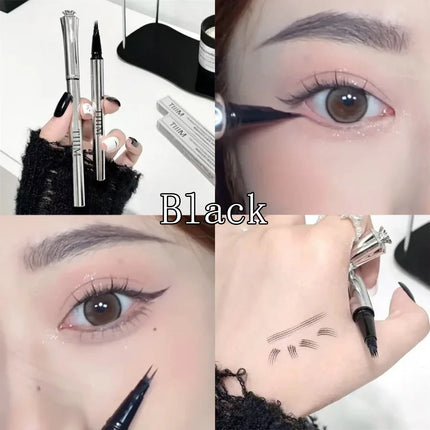 Waterproof Wild Eyebrow Pen 2/4 Separated Head Natural Brow Makeup Quick-Drying Creation of Ultra-Fine Lasting Liquid Eyebrow