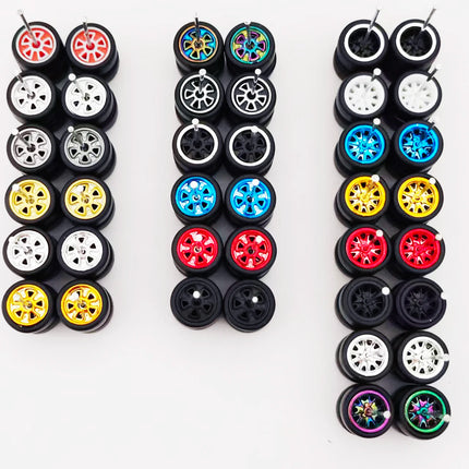 20 Sets 1/64 Wheels Rubber Tires Diameter 9.8mm 11mm 14mm 17mm for Matchbox/Domeka/HW 1:64 Diecast Alloy Car Models