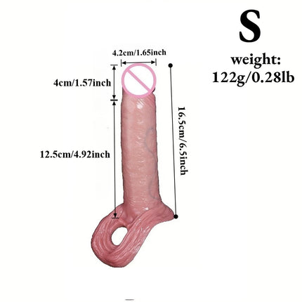Penis Sleeve Food Grade Silicone Penis Extender Delay Ejaculation Adult Sex Toy Couples Pleasure Reusable Condom Cock Dick Ring