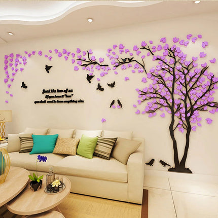 3D Acrylic Tree Wall Stickers Self Adhesive Home Background Decoration Bedroom Living Room Nursery Removable Peel And Stick Wall