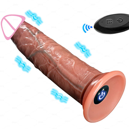 Vibration Sliding Foreskin Dildo USB Charging Suction Cup Strap on Dildo For Women and Man Realistic Silicone Penis GSpot Dildo