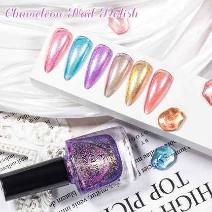 2pcs 8ml Chameleon Nail Polish Set Gorgeous Glitter Galaxy Chrome Holographic Nail Polish No-Bake Quick Dry Long-Lasting Nails