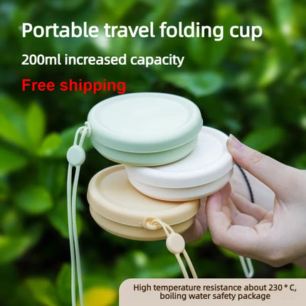 200ML Food-Grade Silicone Folding Cup, With Lid, Reusable Portable Coffee Cup, Hot Drink ,Suitable For Travel And Camping