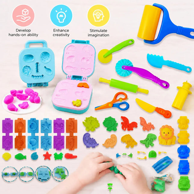 Kids Color Clay Dough Tool Set Animal Mold Play Dough Accessories DIY Plasticine Cutter Roller Press Educational Children Toys