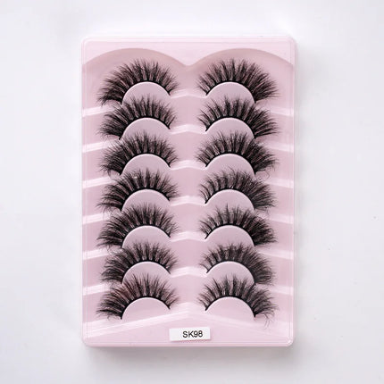 7pairs Natural Russian Strip Lashes Fluffy Mink Lashes 3D False Eyelashes Fluffy Volume Eyelashes Fake Eyelash Extension Make Up
