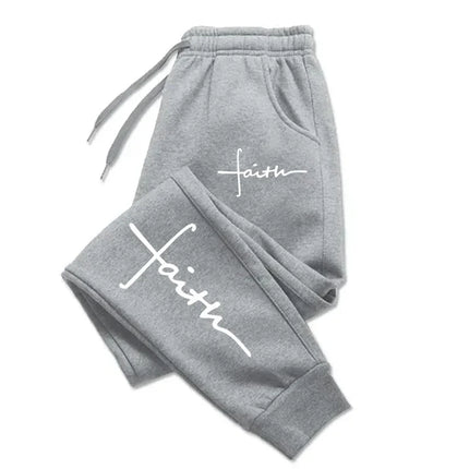 Cross Faith Prints Sweatpants Womens Joggers Fitting Outdoor Trouser Warm Casual Sportswear Pocket Long Pants Couple Clothes