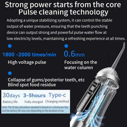 Oral Irrigator Sonic  Electric Toothbrush Set Water Dental Flosser Teeth Portable Cordless USB Cleaner IPX7 Waterproof