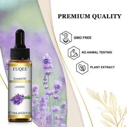 EUQEE 10ml Pure Natural Essential Oil Lavender Jasmine Eucalyptus Vanilla Sandalwood Sweet Orange Lemon Oregano Neroli Fragrance