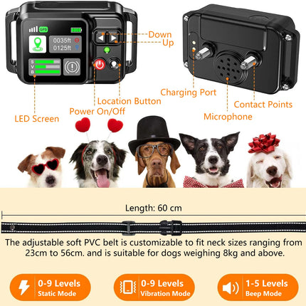 GPS Wireless Dog Fencing System - Electric dog fencing with GPS Electric Satellite Technology, Pet Fencing System Range 15~2000m