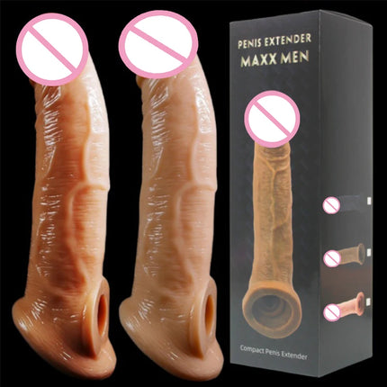 Premium Realistic TPE Penis Enlargemen Extender Condoms for Enhanced Satisfaction Special Design Reusable Sleeve Sex Toy for Men