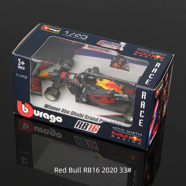 Bburago 1:43 Verstappen F1 Alloy Car Model Red Bull Racing RB16B RB19 RB20 RB21 Static Diecast Toy