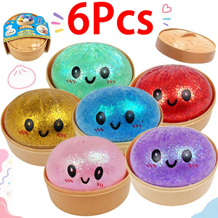 Giant Squishies Dumpling Bun Toy, Slow Rising Glitter Dumpling Stress Ball, Stress Relief Fidget Toy for Home Office Travel toys