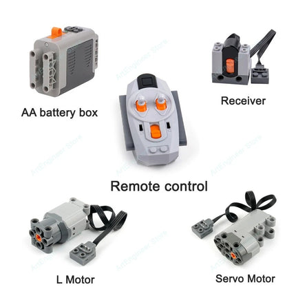Power Functions Building Kit Motor Servo Set with Battery Box Remote Control for DIY Technical Train Model Compatible Bricks