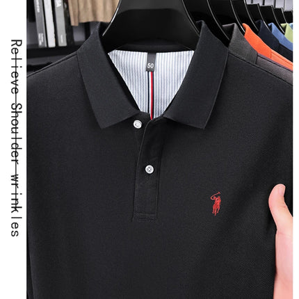 High-end brand 100% cotton long sleeve polo shirt, fashion luxury, pony embroidery, business casual comfort, new Paul men's T-shirt