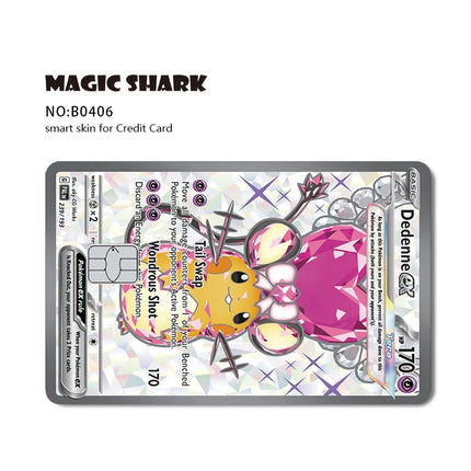 Magic Shark Tyranitar Pawmot Clefable Pokemons Slowking Victini Ex Soft PVC No Fade Skin Sticker for Credit Debit Metro Card