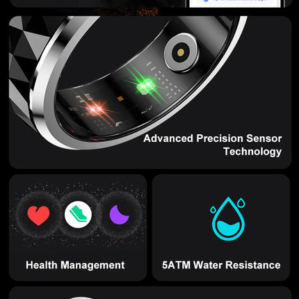 COLMI R11 Ceramic Smart Ring for Men, Fidget Spinner Anxiety Relieve Ring with Charging Case, Health Monitor, 5ATM Waterproof