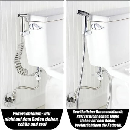 Handheld Bidet Toilet Sprayer Kit  stainless steel spray gun with 3 Way Valve，bellows Used for personal hygiene and pet bathing