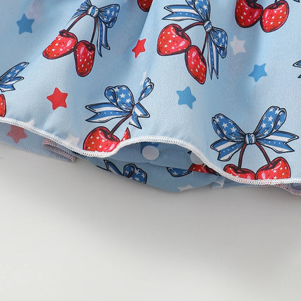 Baby Girl Summer Cherry Print Romper Onesie Infant Clothing Comfortable Soft Fabric Baby Clothes