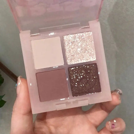 4-Color Glitter Blue Eyeshadow Palette Matte Pearl Shimmer Acrylic Smoky Grey Eye Shadow Palette Long Lasting Makeup Cosmetic