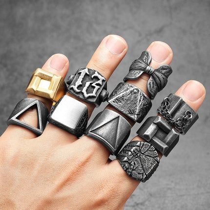 Retro Geometry Texture Men Rings Stainless Steel Women Fashion Jewelry Punk Trendy Luxury New In Accessories Gift Wholesale