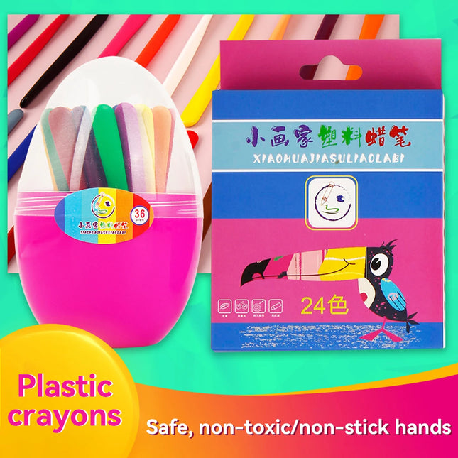 6/12/24/36 Colors Clean Hands Plastic Crayon Erasable Painting Tools Triangular Children's Wax Pencil Graffiti Oil Stick