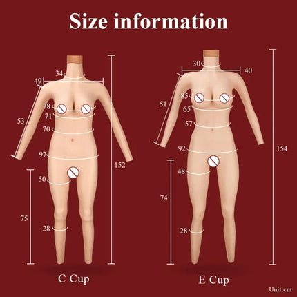 KUMIHO 1/4/6/8TH GEN One Piece Cosplay Silicone Bodysuit  Sissy Fake Vagina Breast Forms Fake Boob For Transgender Drag Queen