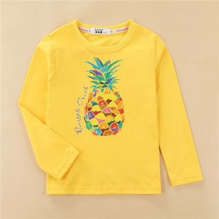 Aimi Lakana Kids Cotton T-Shirt Boys Long Sleeve Tops Pineapple Print Shirt Girls Spring Autumn Shirts