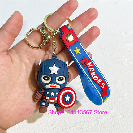 New Q Style Spider Hero Keychain Cartoon Super Heroes Deadpool Cute Doll Keyring Ornament Key Chain Pendant Kids Toys Gifts