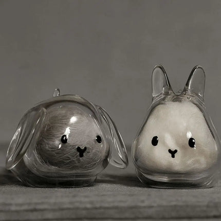 Transparent Acrylic Keychain Cat Hair Storage Capsule Animal Shaped Handmade Rabbit Hair Storage Box Portable Cute
