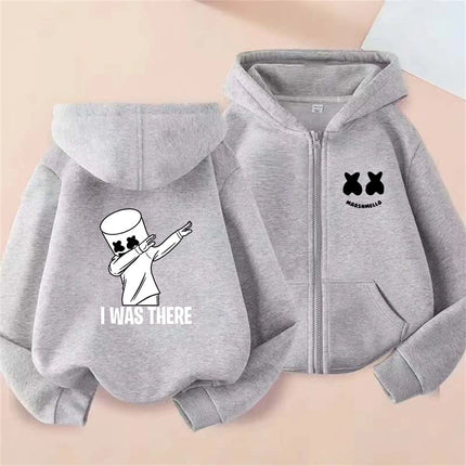 DJ Marshmello Print Kids Spring Autumn Pullover Zipper Hooded Sweatshirts 2-13 Years Boys Girls Fashion Casual Top Clothing