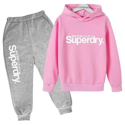 Printemps automne pull à capuche enfants tenues enfants loisirs lettre imprimer 2 pièces sweat à capuche + pantalon survêtements