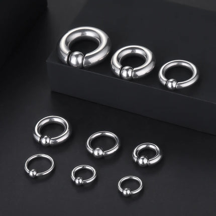 1pcs Stainless Steel Large Gauge Captive Bead Ring 20G-00G Nose Hoop for Women Men Ball Closure Rings Ear Piercing Body Jewelry