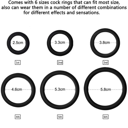 6 Pcs Male Penis Rings Cock Rings Sleeve Delay Ejaculation Silicone Beaded Time Lasting Erection Sex Toys For Men Adult Games